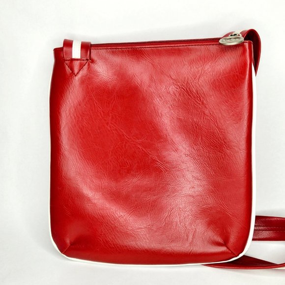 Vintage Roots Red & White Varsity Shoulder Bag Crossbody Purse Satchel - Picture 4 of 7